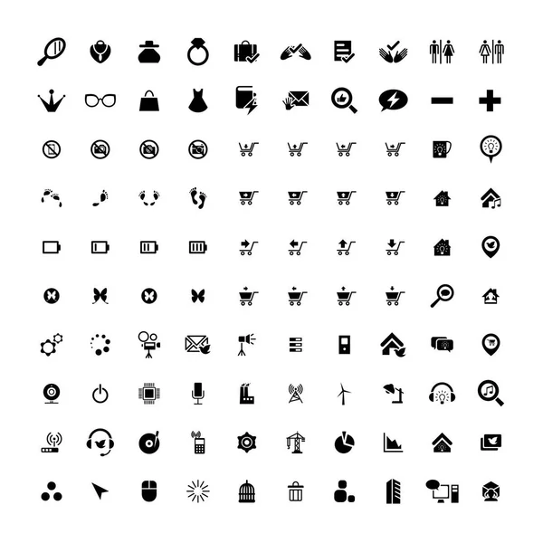 Set von 100 universellen Symbolen. Wirtschaft, Internet, Webdesign. — Stockvektor