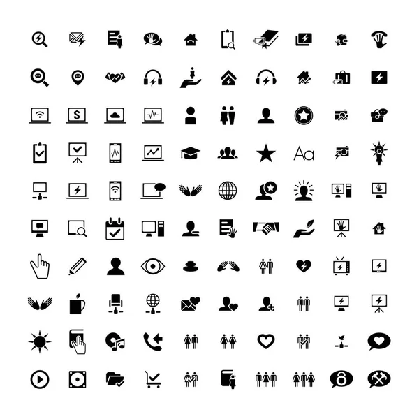 Set de 100 iconos universales. Negocios, internet, diseño web . — Vector de stock