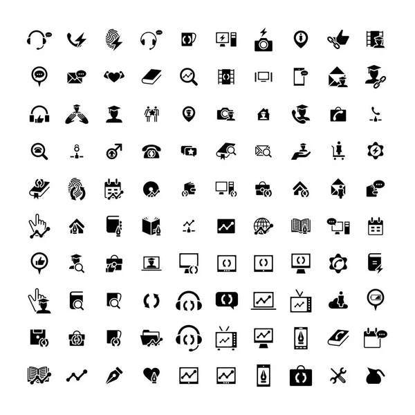 Set de 100 iconos universales. Negocios, internet, diseño web . — Archivo Imágenes Vectoriales