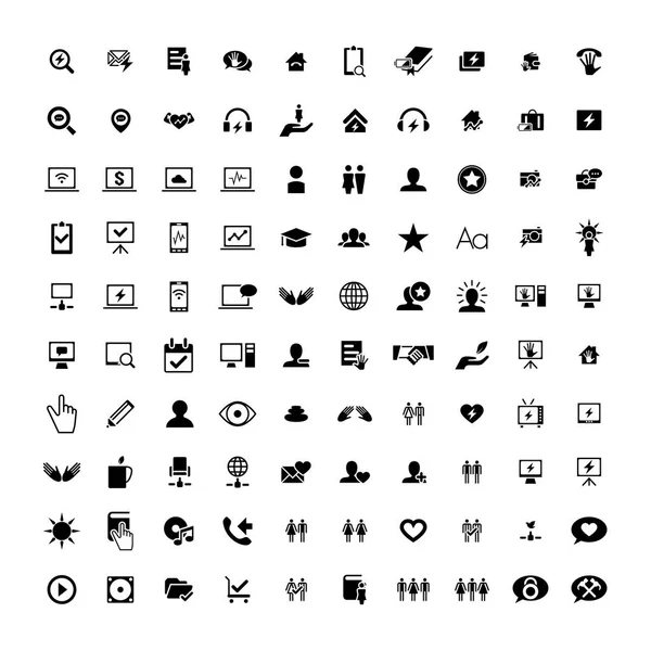 Set van 100 universele iconen. Zaken, internet, webdesign. — Stockvector