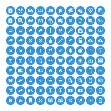 100 evrensel simgeler kümesi. İş, internet, web tasarım.