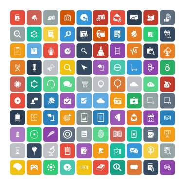 100 evrensel simgeler kümesi. İş, internet, web tasarım.