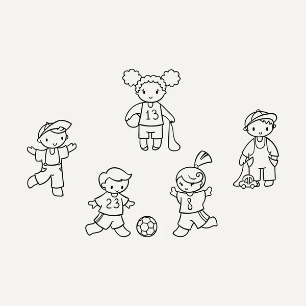 Conjunto de crianças doodle bonito . — Vetor de Stock
