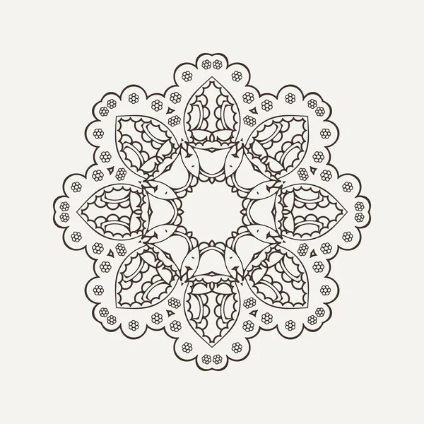 Mandala vectoriel. Tatouage de dentelle Mehndi. Tissage oriental . — Image vectorielle