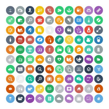 100 evrensel simgeler kümesi. İş, internet, web tasarım.