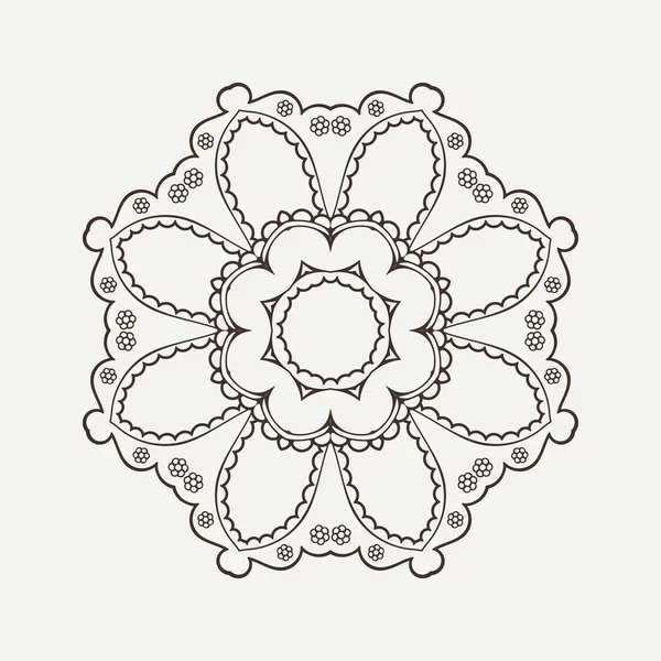 Mandala vectoriel. Tatouage de dentelle Mehndi. Tissage oriental . — Image vectorielle