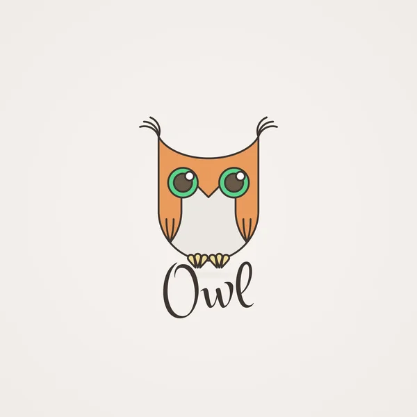 Logo ou emblème de hibou doublé. Illustration vectorielle en ligne — Image vectorielle