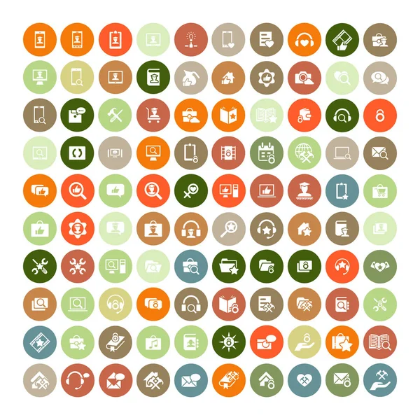 Set von 100 universellen Symbolen. Wirtschaft, Internet, Webdesign. — Stockvektor