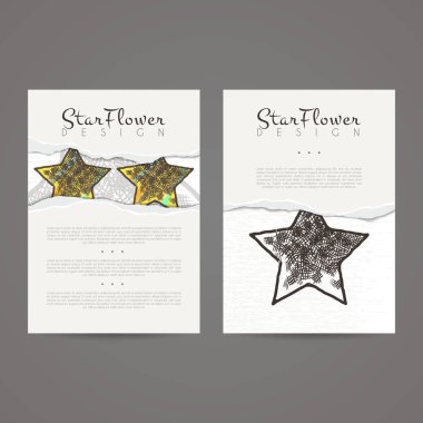 Vektör tasarım şablonları kümesi. Yıldız öğesi ile iş kartı. Hippi tarzı.