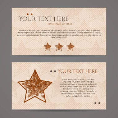 Vektör tasarım şablonları kümesi. Yıldız öğesi ile iş kartı. Hippi tarzı.