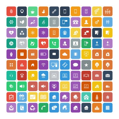 100 evrensel simgeler kümesi. İş, internet, web tasarım.