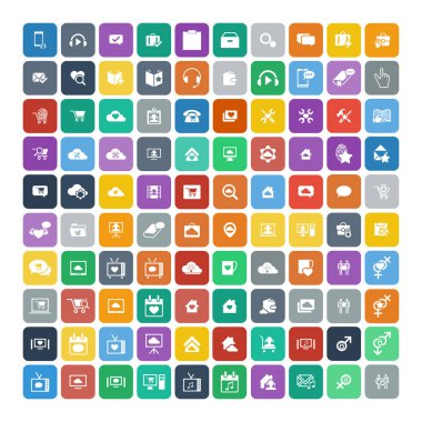 100 evrensel simgeler kümesi. İş, internet, web tasarım.