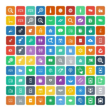 100 evrensel simgeler kümesi. İş, internet, web tasarım.