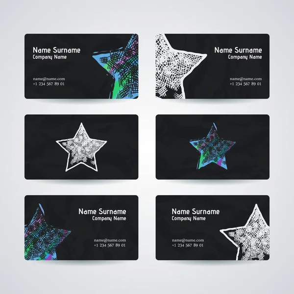 Set of vector design templates. Business card with star element. Hipster style. — Stock Vector