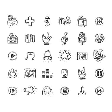 Müzik Doodle simgeler kümesi.