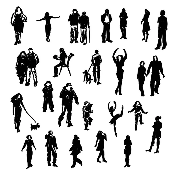 Set of vector people silhouettes. — Stock Vector