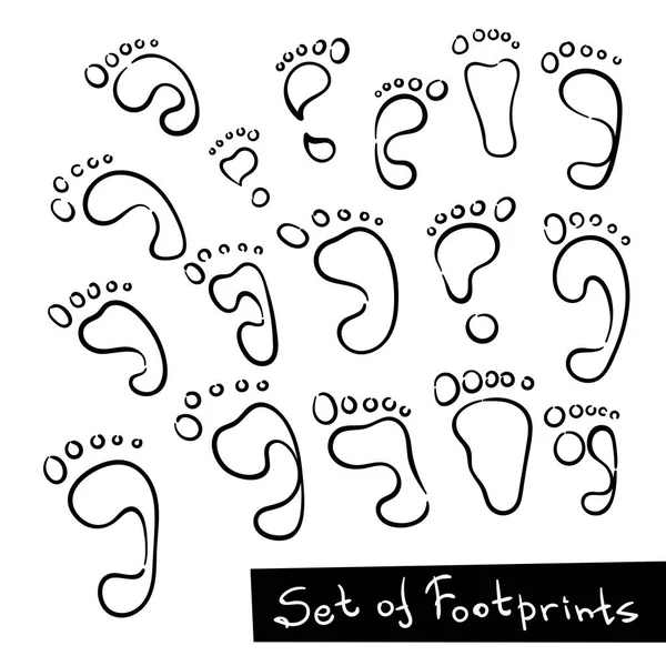 Set of Footprint Doodle Icons, human footstep. — Stock Vector