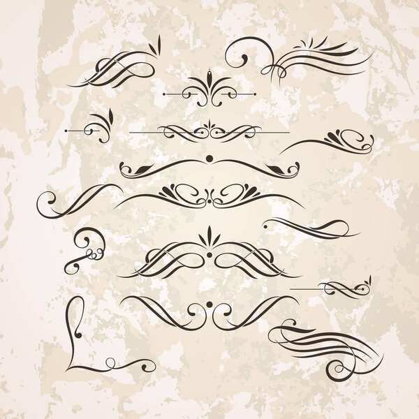 Vector set of elegant curls and swirls. Elements for design