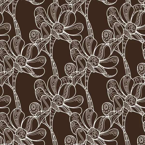 Vector sin costura floral Zentangle patrón . — Vector de stock
