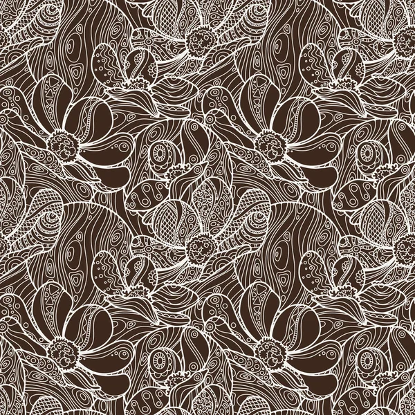 Modèle Zentangle floral sans couture vectoriel . — Image vectorielle