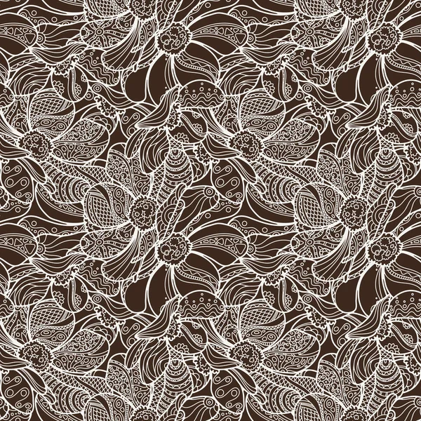 Vector sin costura floral Zentangle patrón . — Vector de stock