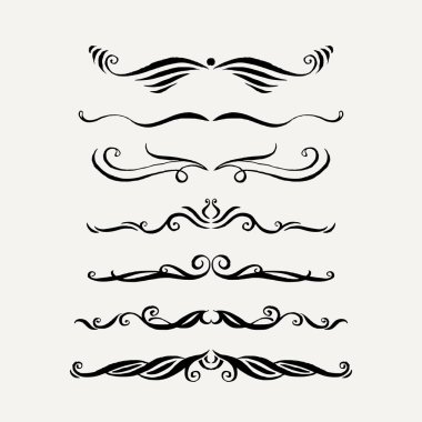 Vektör zarif bukleler ve swirls kümesi. Tasarım öğeleri.