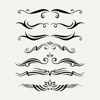 Vektör zarif bukleler ve swirls kümesi. Tasarım öğeleri.