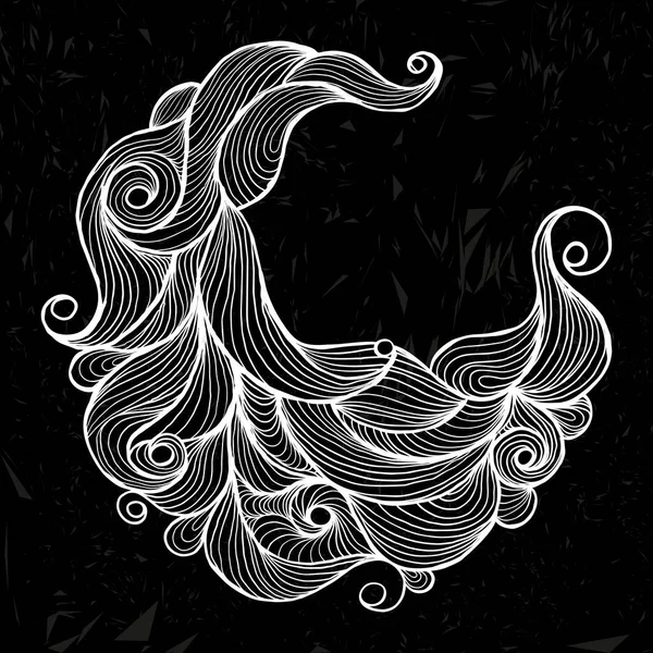 インクは、水や髪の波を落書き. — ストックベクタ