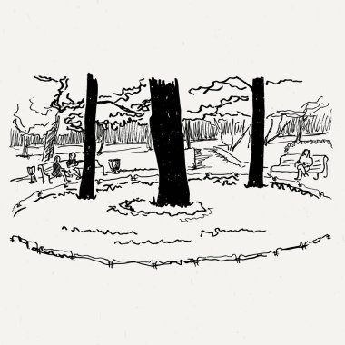 Manzara doğa park ağaç ve çalı.