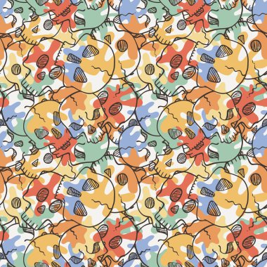 Vektör rasgele kafatasları ile seamless modeli.