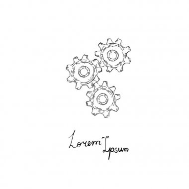 Vector gears icon. Doodle style. clipart