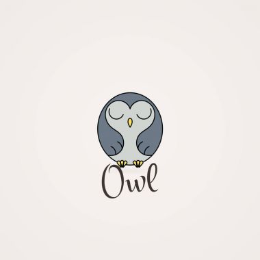 Çizgili baykuş logo veya amblem. Vektör çizim çizgi stili