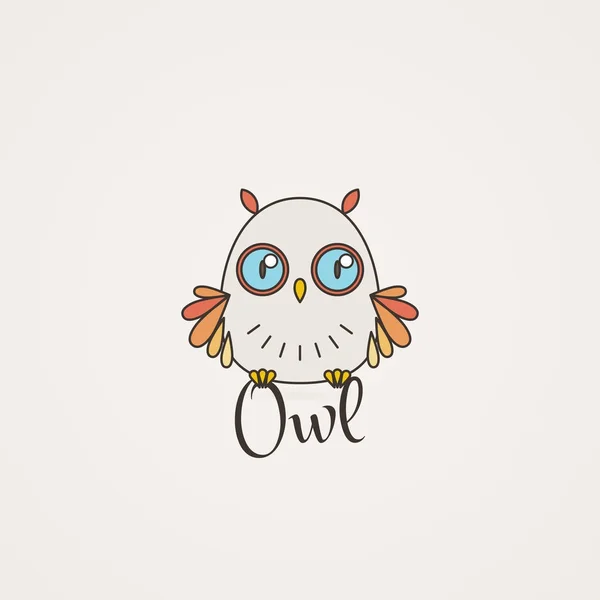 Logo ou emblème de hibou doublé. Illustration vectorielle en ligne — Image vectorielle