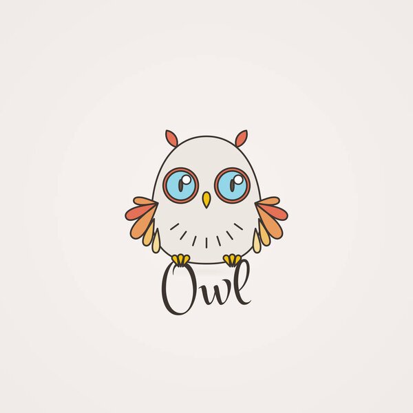 Логотип или эмблема совы. Векторная иллюстрация в линейном стиле
