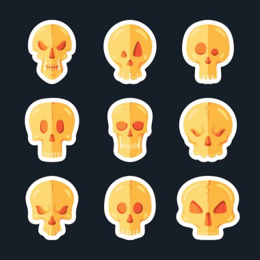 Düz bir tarzda kafatası Icon set.