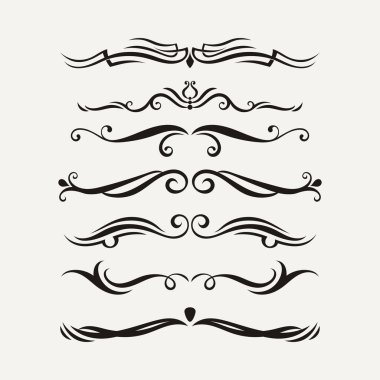 Vektör zarif bukleler ve swirls kümesi. Tasarım öğeleri.