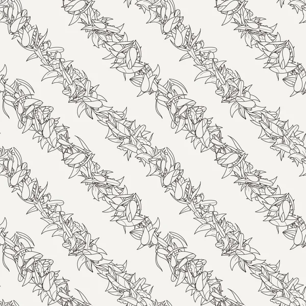 Doodle motif sans couture avec diverses fleurs doodle, feuilles et branches . — Image vectorielle