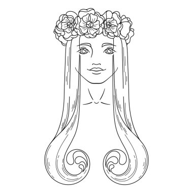 Çelenk güzellik kızla Art Nouveau tarzında sanat.