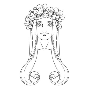 Çelenk güzellik kızla Art Nouveau tarzında sanat.