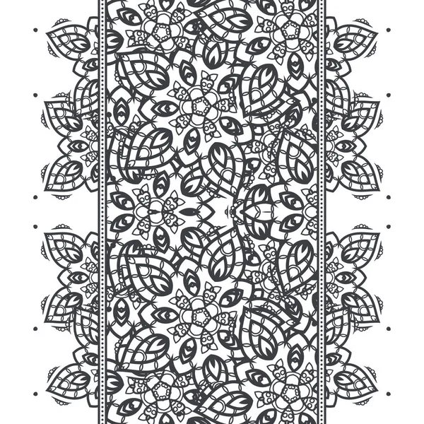 Borda padrão sem costura com elementos de mandala. Ornamento decorativo vintage árabe . — Vetor de Stock