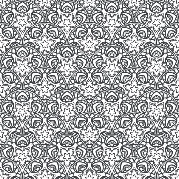 Патч Flower Seamless Pattern. Мандала лоскутное одеяло, восточный дизайн. Обои, мебельный текстиль, тканевая печать, плитка деко . — стоковый вектор