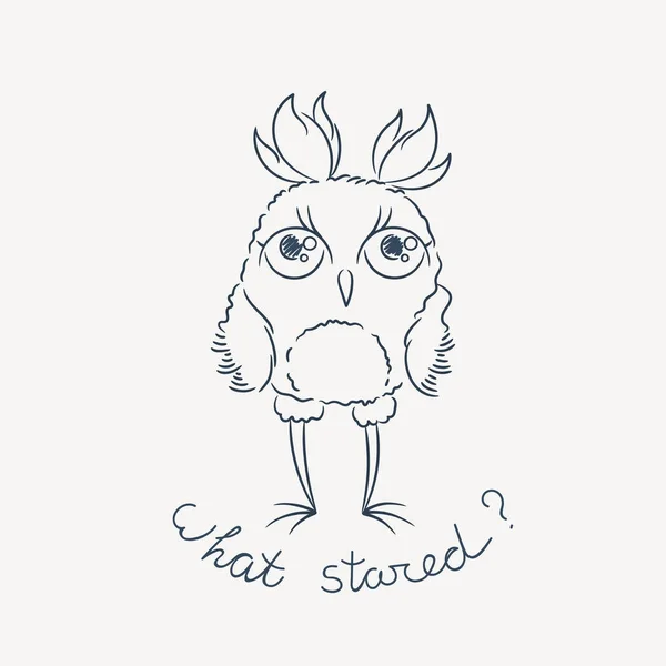 Schattige cartoon uil. Mooie owlet in doodle stijl. — Stockvector