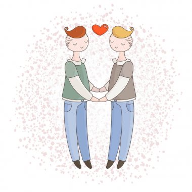 Mutlu gay çift. Çocuklar aşık.