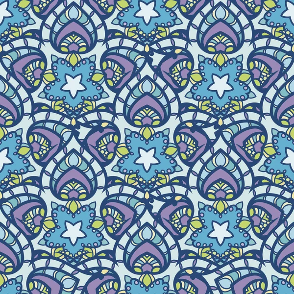 Parche Boho Flower Seamless Pattern. Patchwork Mandala, diseño oriental. Fondos de pantalla, muebles textiles, estampado de tela, azulejo deco . — Archivo Imágenes Vectoriales
