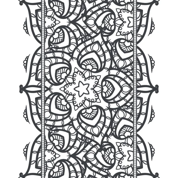 Borda padrão sem costura com elementos de mandala. Ornamento decorativo vintage árabe . — Vetor de Stock