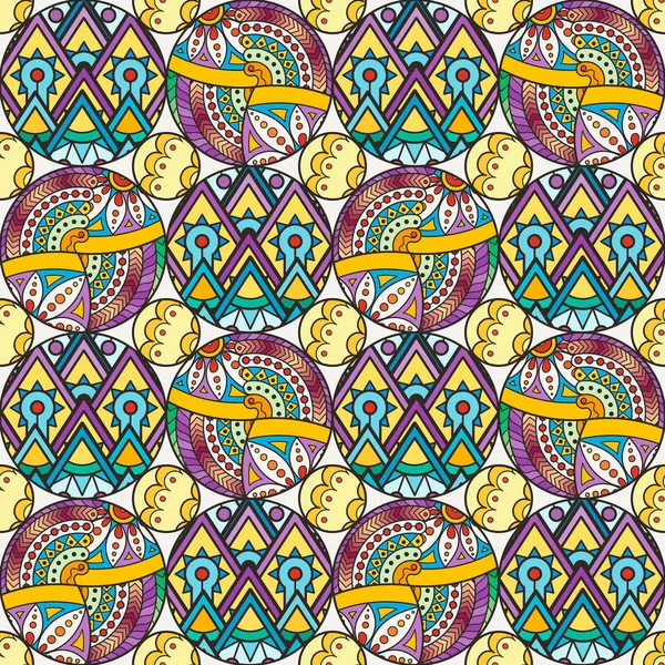 Yama Boho çiçek Seamless modeli. Mandala patchwork, oryantal tasarımı. Duvar kağıdı, çini deco mobilya Tekstil, kumaş baskı. — Stok Vektör