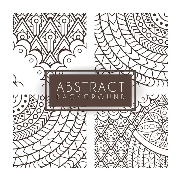 Set of four vector monochrome intricate patterns. Doodle. Zentangle. Monochromatic — Stock Vector