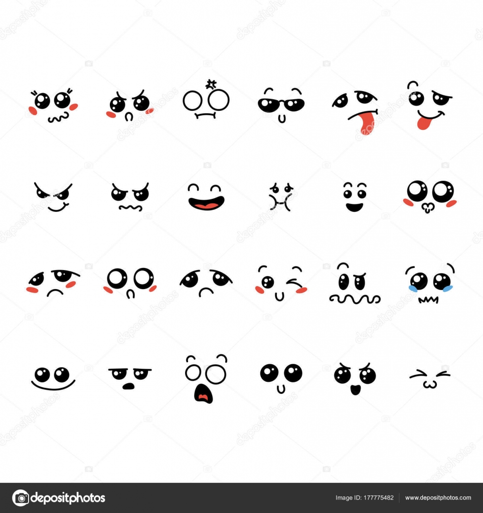 キュートかわいいカワイイ絵文字のセット — ストックベクター © drekhann