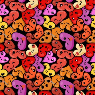 Emoji Saint Valentine's day için ile sorunsuz kalp arka plan