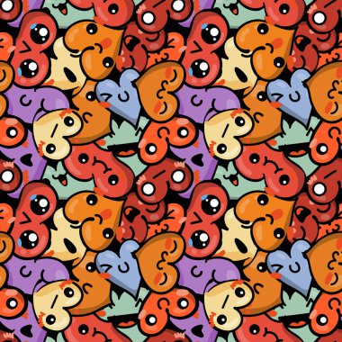 Emoji Saint Valentine's day için ile sorunsuz kalp arka plan